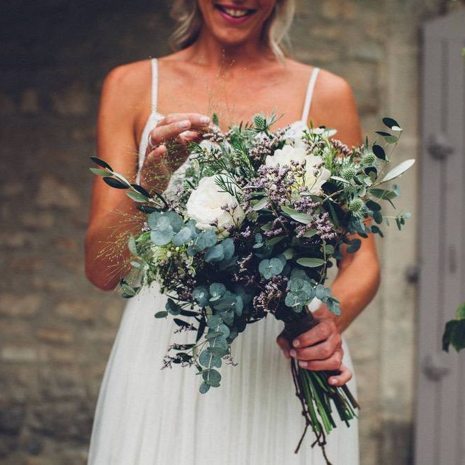 Greenery Bridal Bouquet | Bride in Needle &amp; Thread Gown | Outdoor Destination Wedding at Le Peit Hameau Wedding Venue Provence, South of France Planned by By Mademoiselle | Lovestruck Photography