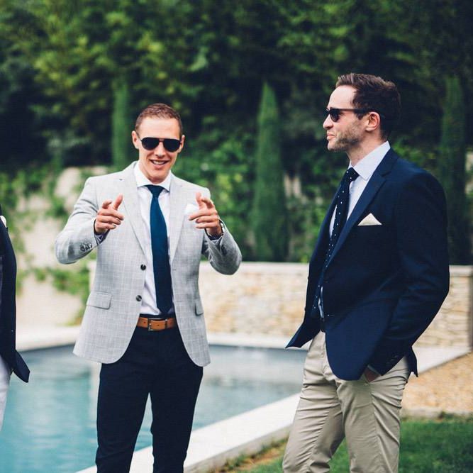 Groomsmen in Chino's &amp; Blazers | Outdoor Destination Wedding at Le Peit Hameau Wedding Venue Provence, South of France Planned by By Mademoiselle | Lovestruck Photography