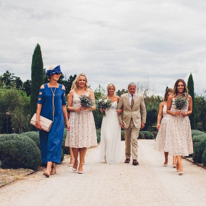 Bridal Party | Bride in Needle &amp; Thread Beaded Bodice &amp; Tulle Skirt Gown | Bridesmaids in Lace Dresses | Outdoor Destination Wedding at Le Peit Hameau Wedding Venue Provence, South of France Planned by By Mademoiselle | Lovestruck Photography