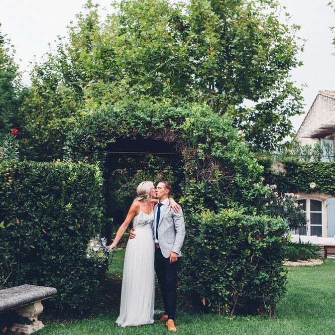 Bride in Needle &amp; Thread Gown | Groom in Reiss Chinos &amp; Blazer | Outdoor Destination Wedding at Le Peit Hameau Wedding Venue Provence, South of France Planned by By Mademoiselle | Lovestruck Photography