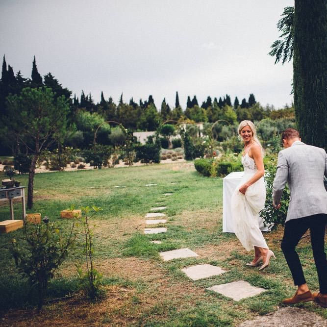 Bride in Needle &amp; Thread Gown | Groom in Reiss Chinos &amp; Blazer | Outdoor Destination Wedding at Le Peit Hameau Wedding Venue Provence, South of France Planned by By Mademoiselle | Lovestruck Photography