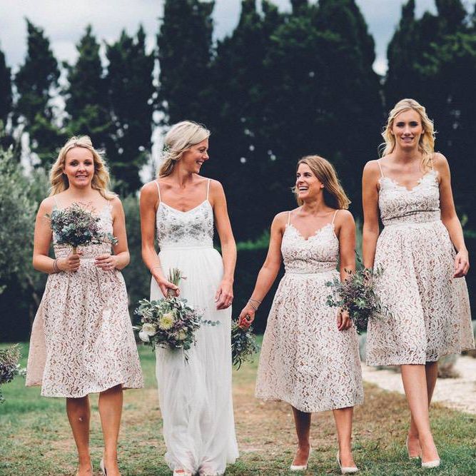 Bridal Party | Bride in Needle &amp; Thread Gown | Bridesmaids in Nude Lace ASOS Dresses | Outdoor Destination Wedding at Le Peit Hameau Wedding Venue Provence, South of France Planned by By Mademoiselle | Lovestruck Photography