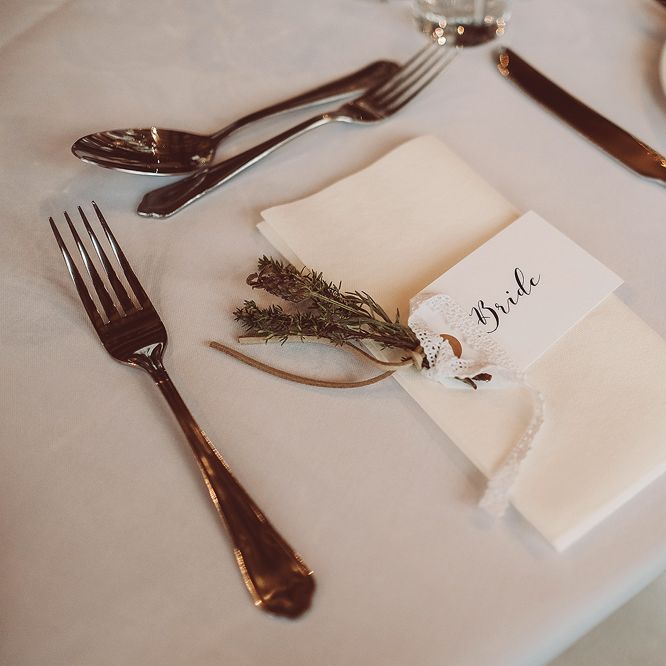 Lavender Place Setting For Bride // Brookfield Barn Wedding Venue With Rustic Styling And Bride In Enzoani With Images From Lemonade Pictures And Film By Kitebox Films