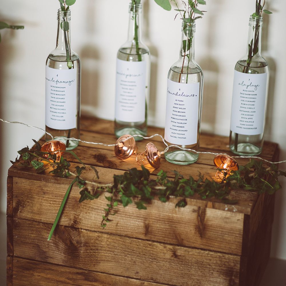 Bottle Table Plan // Brookfield Barn Wedding Venue With Rustic Styling And Bride In Enzoani With Images From Lemonade Pictures And Film By Kitebox Films