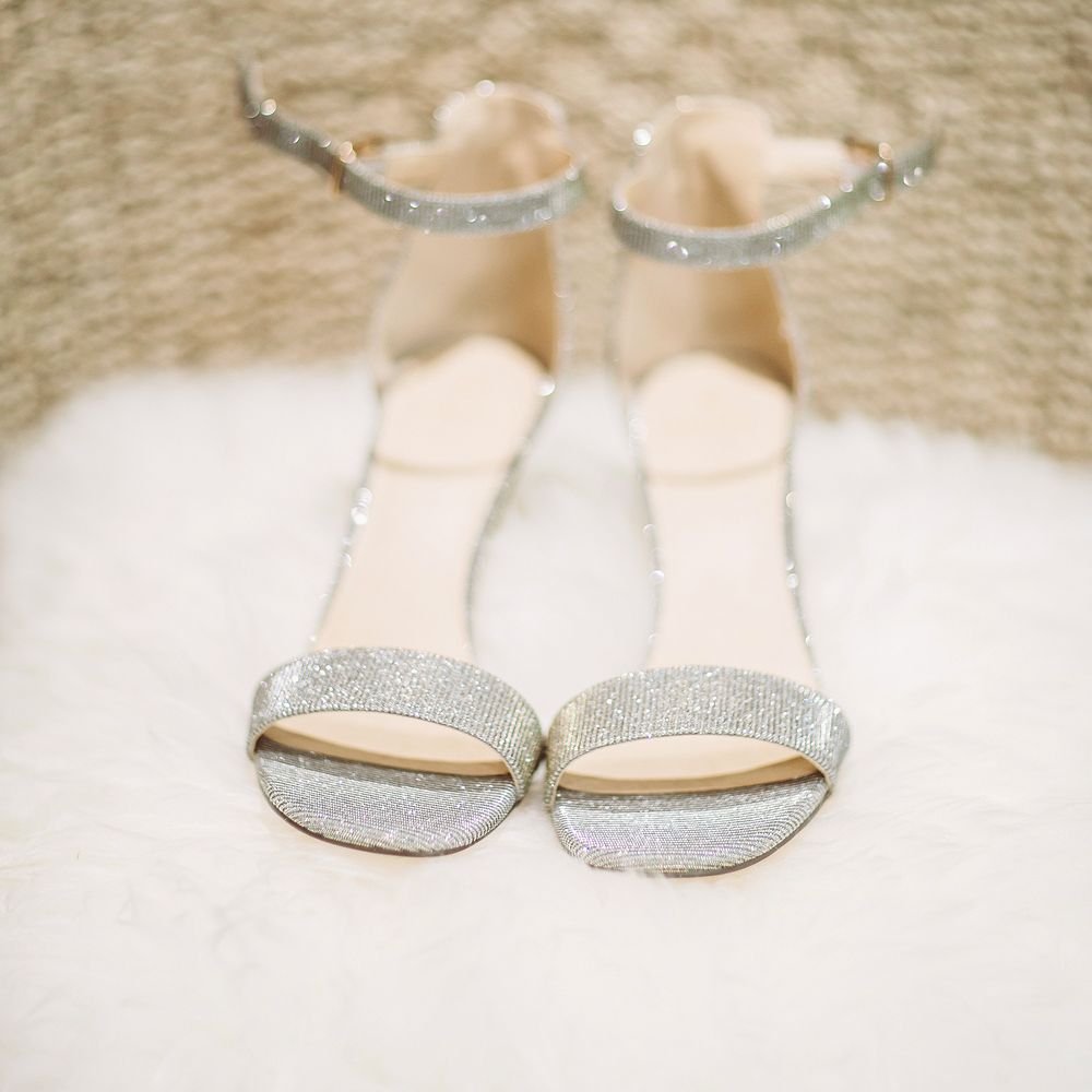 Metallic Wedding Shoes // Brookfield Barn Wedding Venue With Rustic Styling And Bride In Enzoani With Images From Lemonade Pictures And Film By Kitebox Films