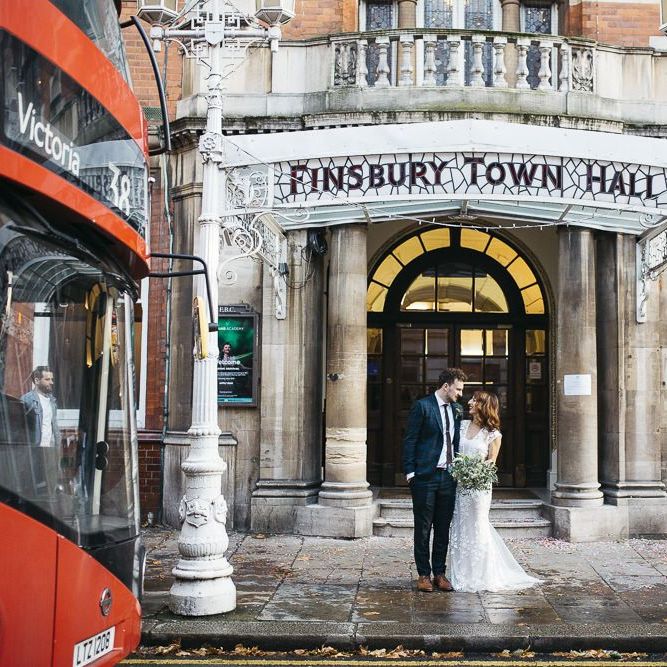 Bride wearing Phase Eight Wedding Dress at London Town Hall reception