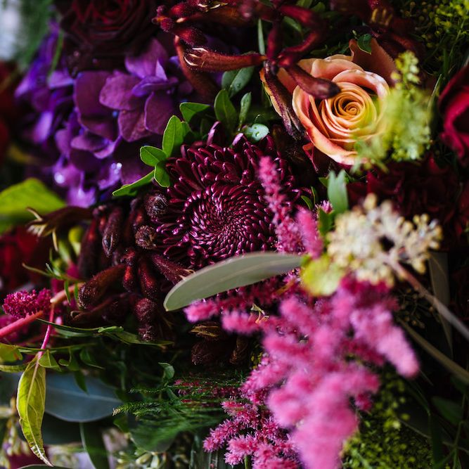 Bright Bouquet | Edison Bulb Floral Installation at Kingsthorpe Lodge Barn Wedding | Johnny Dent Photography