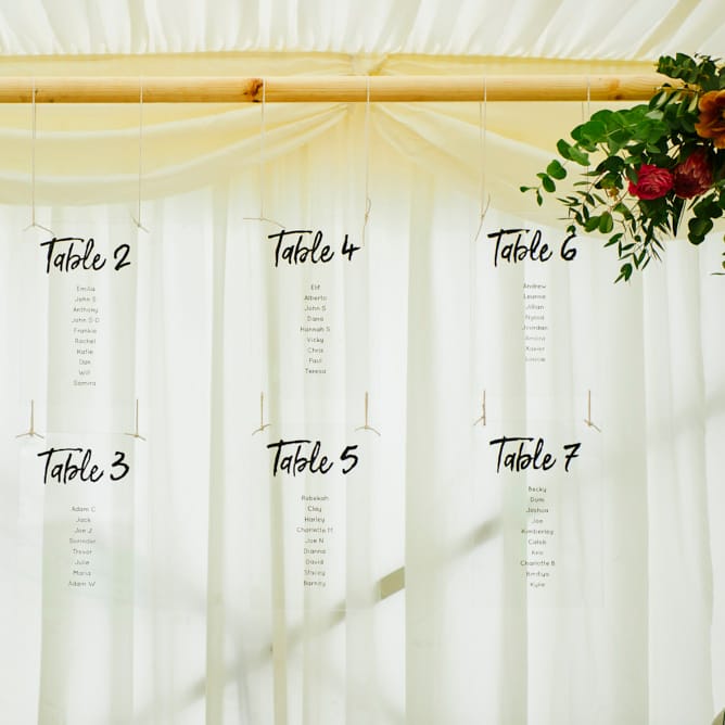 Hanging Table Plan For Wedding