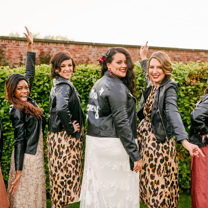 Bride &amp; Bridesmaids In Personalised Leather Jackets