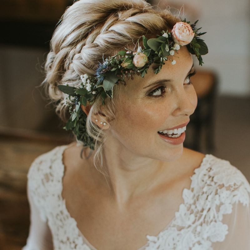 Foliage, rose and thistle delicate flower crown