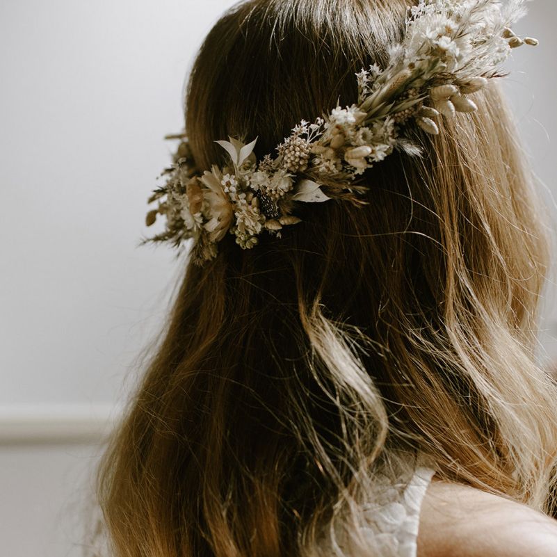 Dried flower crown with grasses