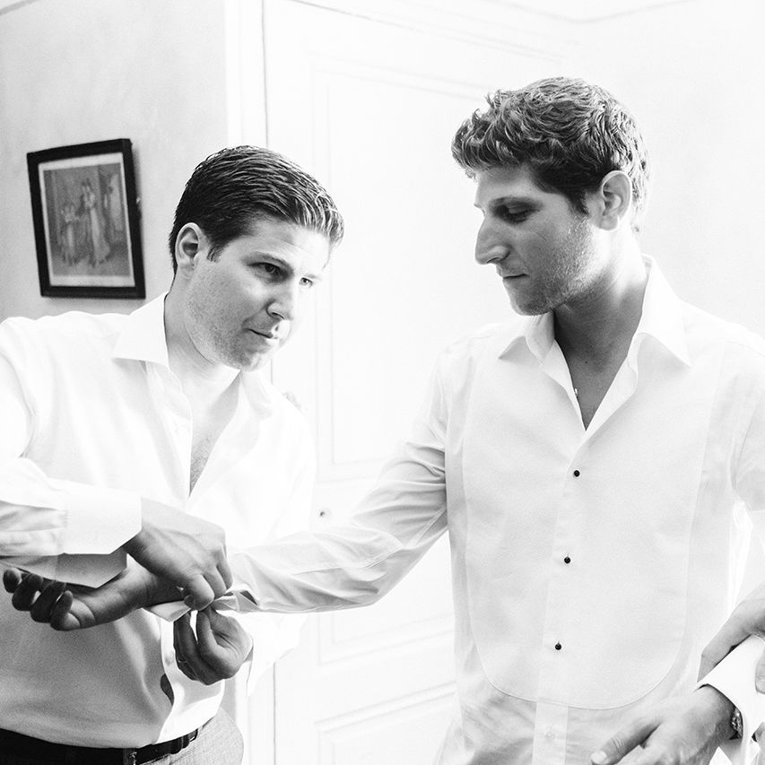 Groom Getting Ready in Black Tie Suit | Outdoor Wedding at Commanderie de Peyrassol, Provence, France Styled by La Chuchoteuse | Lace Bridal Gown | Black Tie Suit | Rustic Stretch Tent Reception | Raisa Zwart Photography