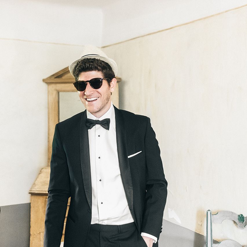 Groom in Black Tie Suit | Outdoor Wedding at Commanderie de Peyrassol, Provence, France Styled by La Chuchoteuse | Lace Bridal Gown | Black Tie Suit | Rustic Stretch Tent Reception | Raisa Zwart Photography