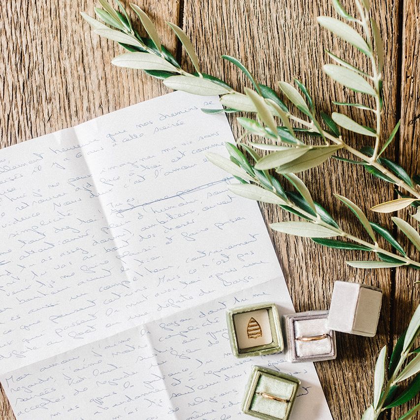 Ring Boxes | Outdoor Wedding at Commanderie de Peyrassol, Provence, France Styled by La Chuchoteuse | Lace Bridal Gown | Black Tie Suit | Rustic Stretch Tent Reception | Raisa Zwart Photography