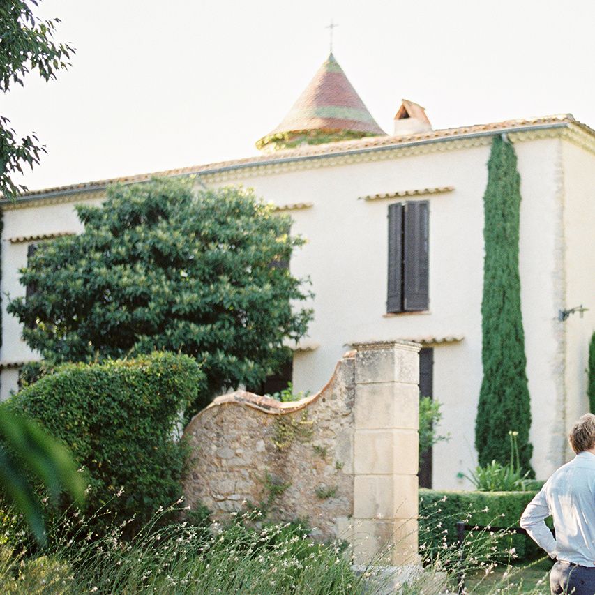Outdoor Wedding at Commanderie de Peyrassol, Provence, France Styled by La Chuchoteuse | Lace Bridal Gown | Black Tie Suit | Rustic Stretch Tent Reception | Raisa Zwart Photography