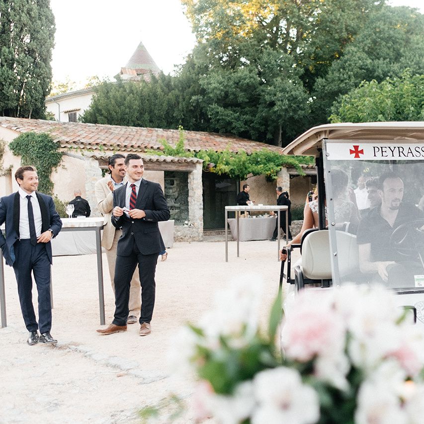 Stretch Tent Wedding Reception | Outdoor Wedding at Commanderie de Peyrassol, Provence, France Styled by La Chuchoteuse | Lace Bridal Gown | Black Tie Suit | Rustic Stretch Tent Reception | Raisa Zwart Photography