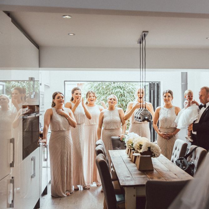 Bridesmaids In Pink Jenny Packham Dresses // The Vedrines Photography