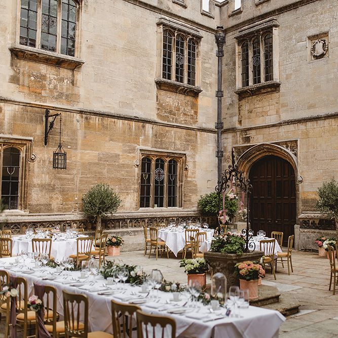 Geometric Details &amp; Hanging Foliage For Hengrave Hall Wedding With Outdoor Reception With Images From Sam And Louise Photography
