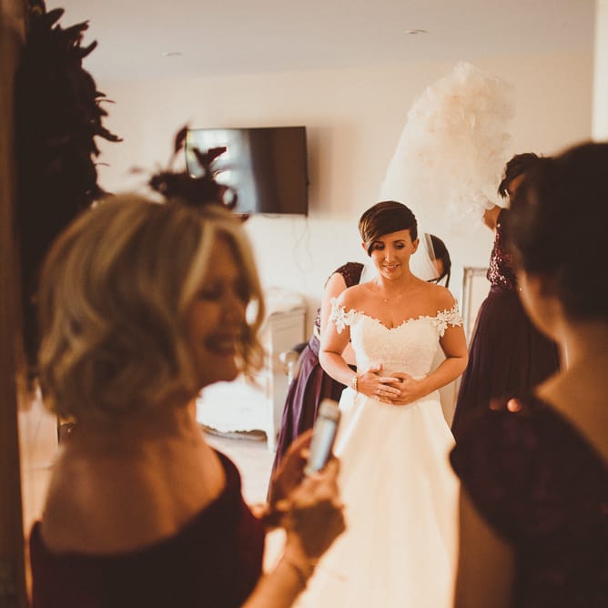 Wedding Morning, Bridal Preparations | Bri ein Lillian West Bridal Separates | Burgundy &amp; Gold Winter Wedding at Ramster Hall Weddings, Surrey | Matt Penberthy Photography | John Harris Wedding Films