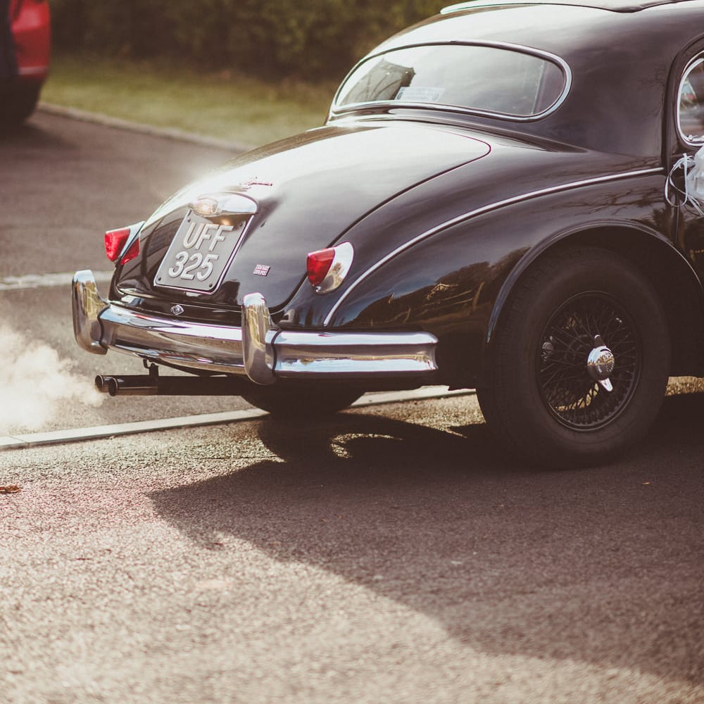 Wedding Car | Burgundy &amp; Gold Winter Wedding at Ramster Hall Weddings, Surrey | Matt Penberthy Photography | John Harris Wedding Films