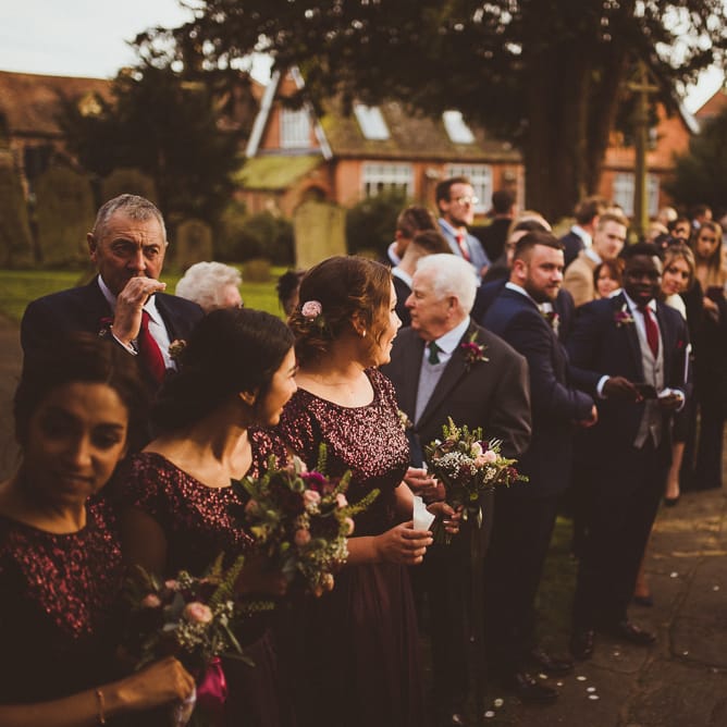 Church Wedding Ceremony | Burgundy &amp; Gold Winter Wedding at Ramster Hall Weddings, Surrey | Matt Penberthy Photography | John Harris Wedding Films