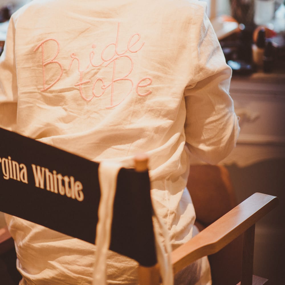 Bride Film Set Chair | Burgundy &amp; Gold Winter Wedding at Ramster Hall Weddings, Surrey | Matt Penberthy Photography | John Harris Wedding Films