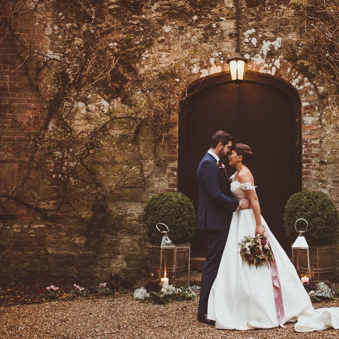 Bride in Lillian West Bridal Separates | Groom in Navy Suit &amp; Tweed Waistcoat | Burgundy &amp; Gold Winter Wedding at Ramster Hall Weddings, Surrey | Matt Penberthy Photography | John Harris Wedding Films