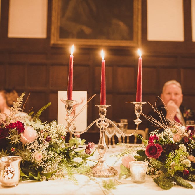 Top Table Wedding Decor | Burgundy &amp; Gold Winter Wedding at Ramster Hall Weddings, Surrey | Matt Penberthy Photography | John Harris Wedding Films