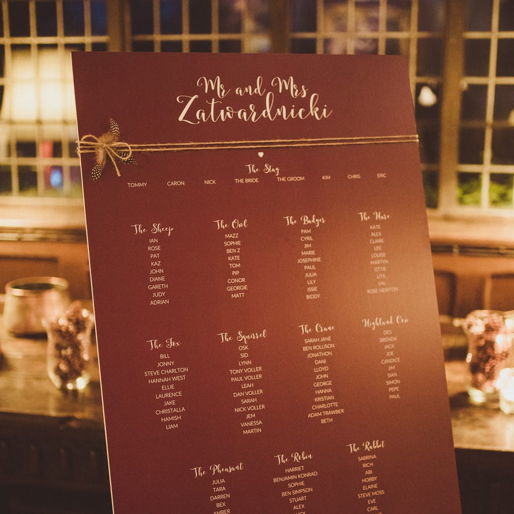 Table Plan | Burgundy &amp; Gold Winter Wedding at Ramster Hall Weddings, Surrey | Matt Penberthy Photography | John Harris Wedding Films