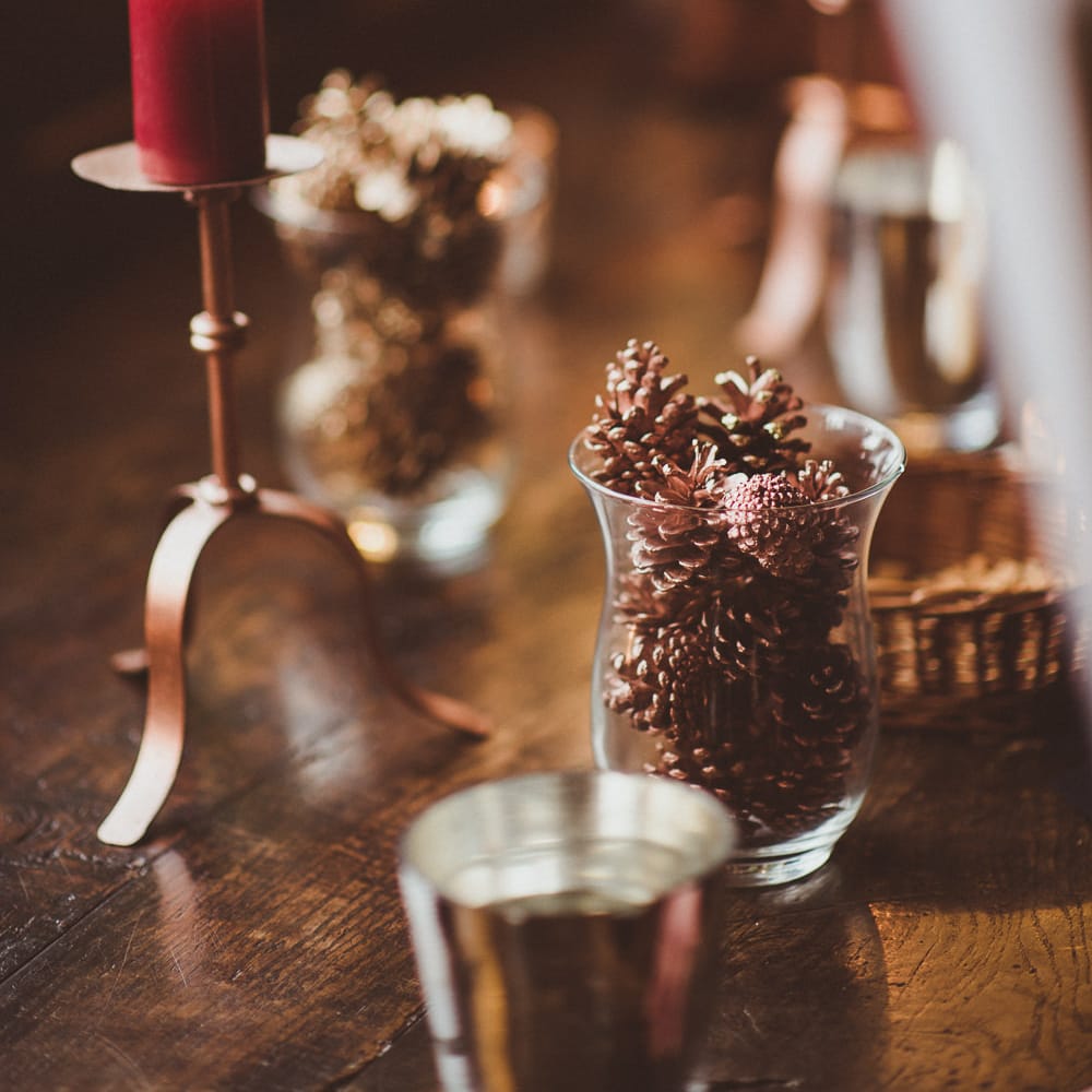Candle Light | Burgundy &amp; Gold Winter Wedding at Ramster Hall Weddings, Surrey | Matt Penberthy Photography | John Harris Wedding Films