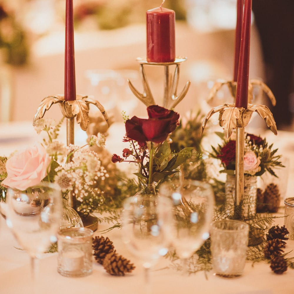 Burgundy &amp; Gold Winter Wedding at Ramster Hall Weddings, Surrey | Matt Penberthy Photography | John Harris Wedding Films