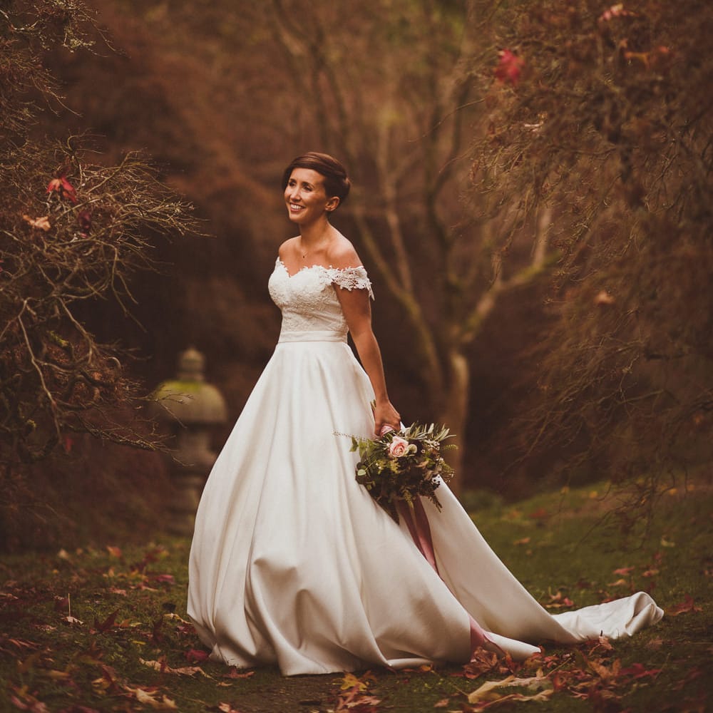 Bride in Lillian West Bridal Separates | Burgundy &amp; Gold Winter Wedding at Ramster Hall Weddings, Surrey | Matt Penberthy Photography | John Harris Wedding Films