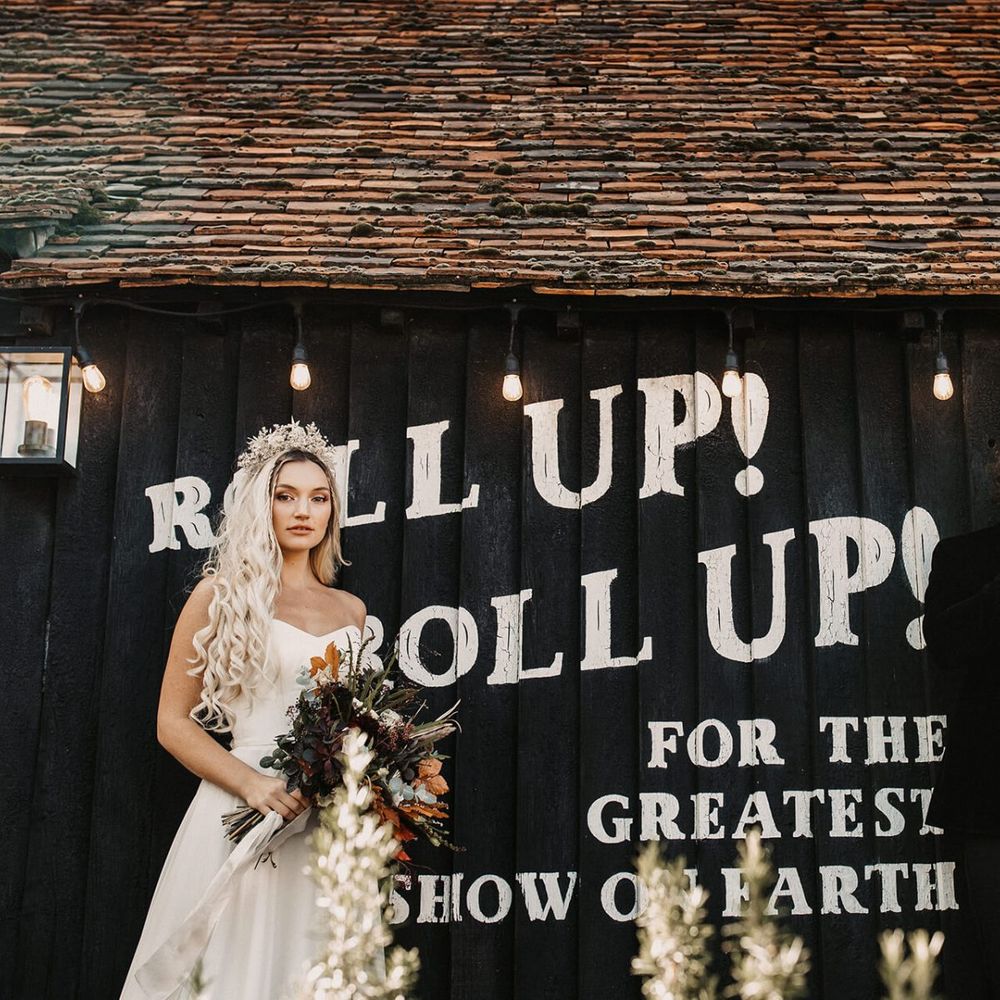 Stylish bride and groom portrait at Preston Court wedding venue