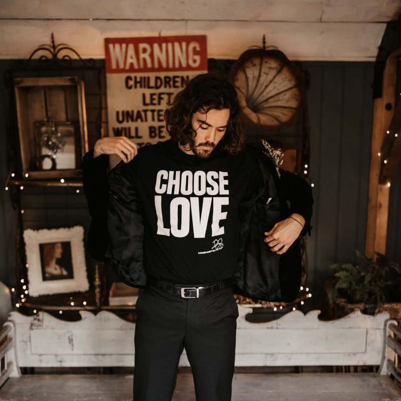 Groom in choose love t-shirt