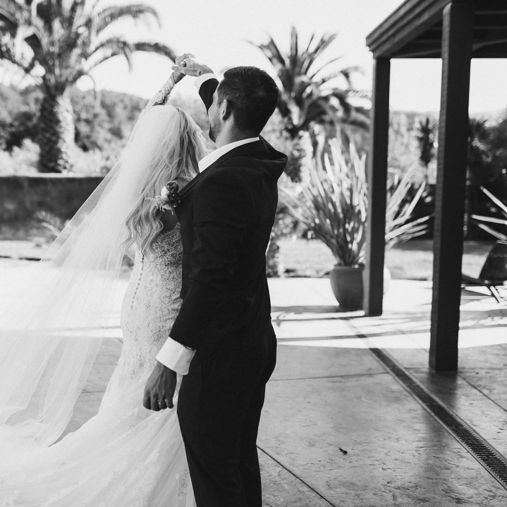 Bride and groom first dance at California elopement