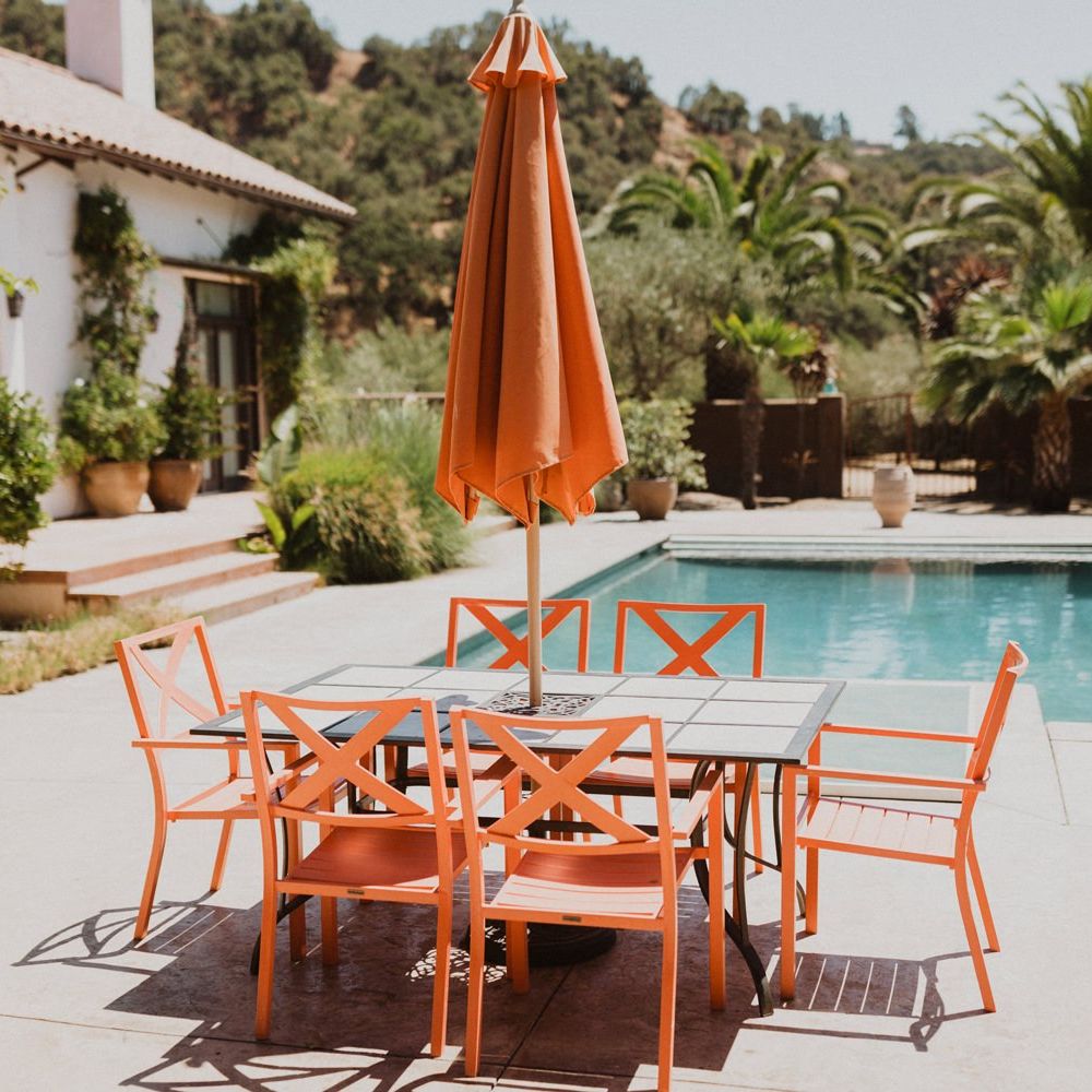 Coral outdoor seating area at  De Tierra Events California wedding venue