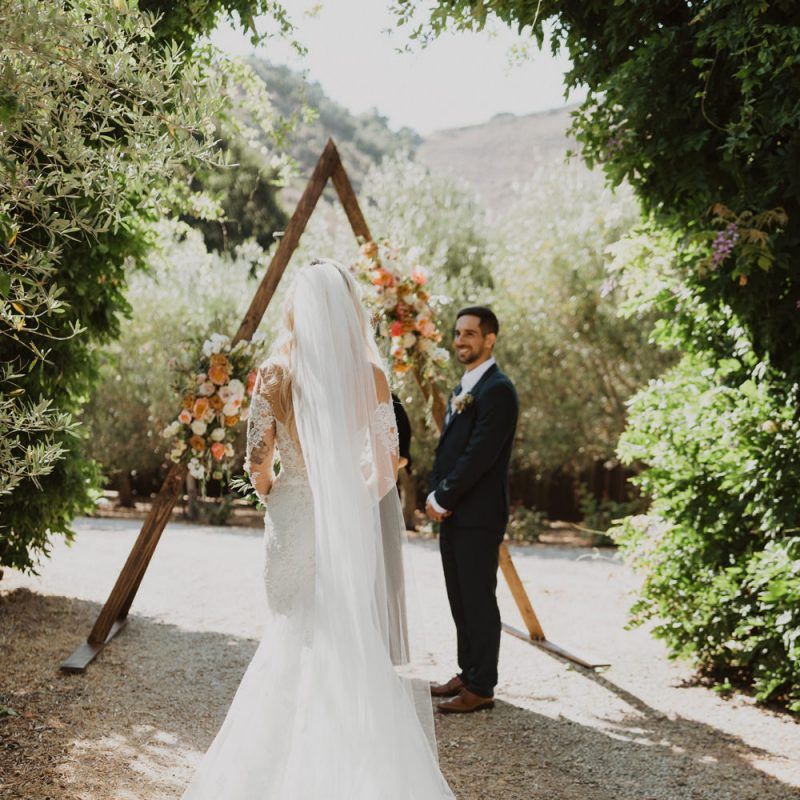 Lace Pronovias wedding dress for California elopement