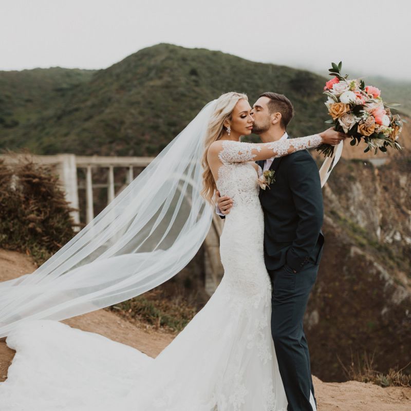 Bride and groom portrait at California elopement