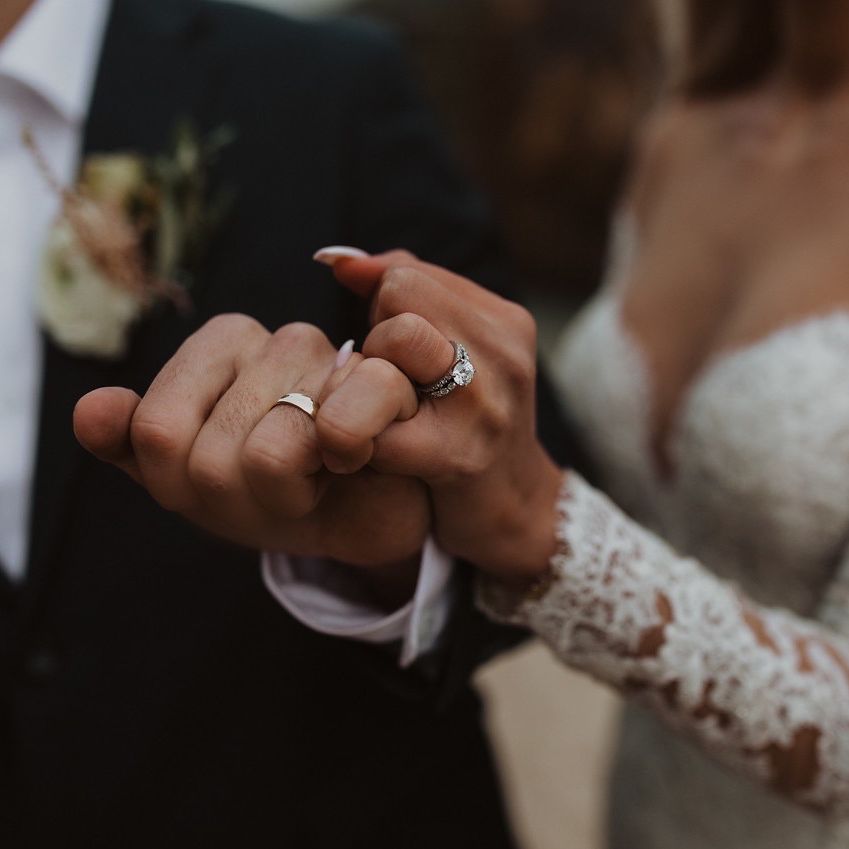 diamond engagement ring and wedding band