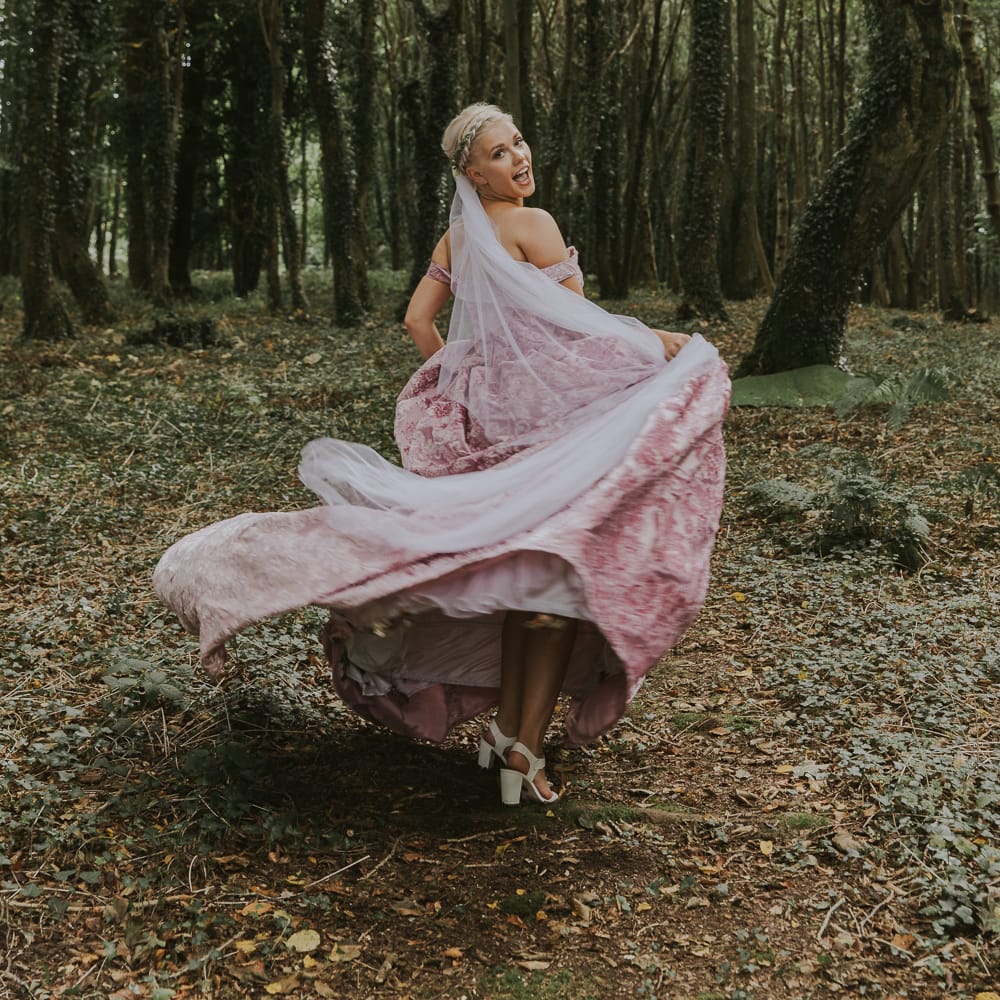 Blush Pink Wedding Dress For Outdoor Wedding Ceremony At Hethfelton House With Images From Dorset Wedding Photographer Paul Underhill