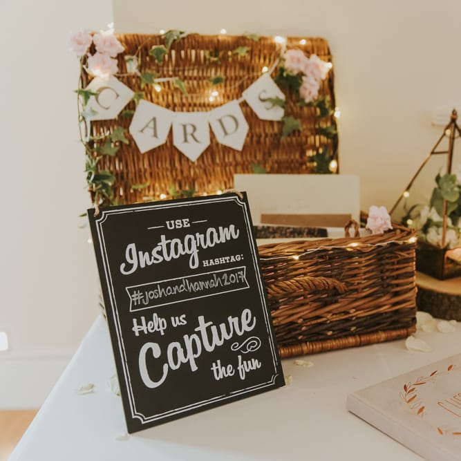 Hamper For Wedding Cards // Blush Pink Wedding Dress For Outdoor Wedding Ceremony At Hethfelton House With Images From Dorset Wedding Photographer Paul Underhill