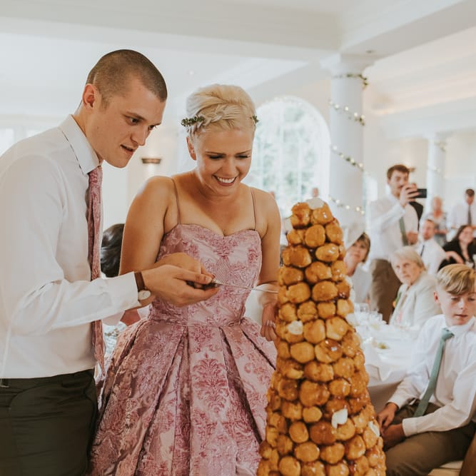 Blush Pink Wedding Dress For Outdoor Wedding Ceremony At Hethfelton House With Images From Dorset Wedding Photographer Paul Underhill