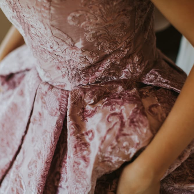Blush Pink Wedding Dress For Outdoor Wedding Ceremony At Hethfelton House With Images From Dorset Wedding Photographer Paul Underhill