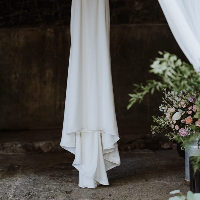 High Neck Mikaella Bridal with Jewel Encrusted Shoulder Detail