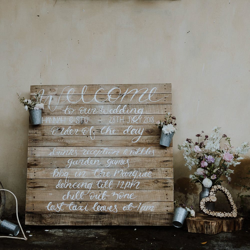 Wooden Pallet Welcome Sign and Order of The Day