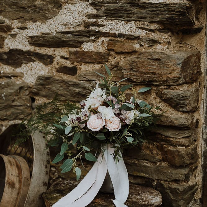 Romantic Wedding Bouquet Tied with Ribbon