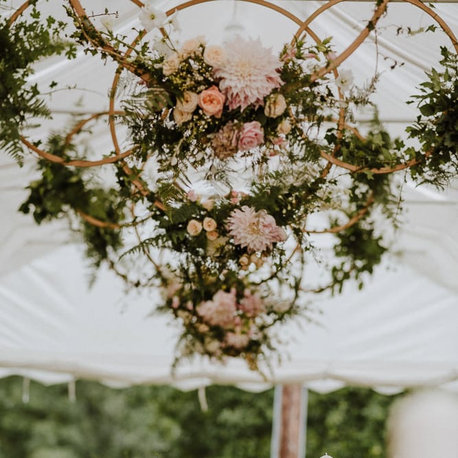 Hanging Flower Hoops Marquee Wedding Decor