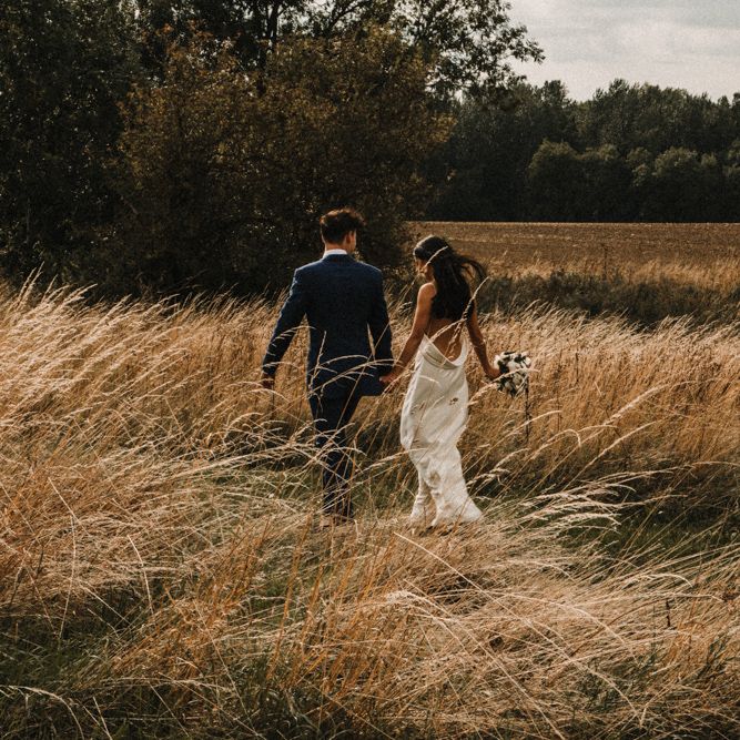 Bride In The Row For Bohemian Wedding In The Cotswolds With PapaKata Tipi And Ceremony At Merriscourt With Images From Carla Blain Photography