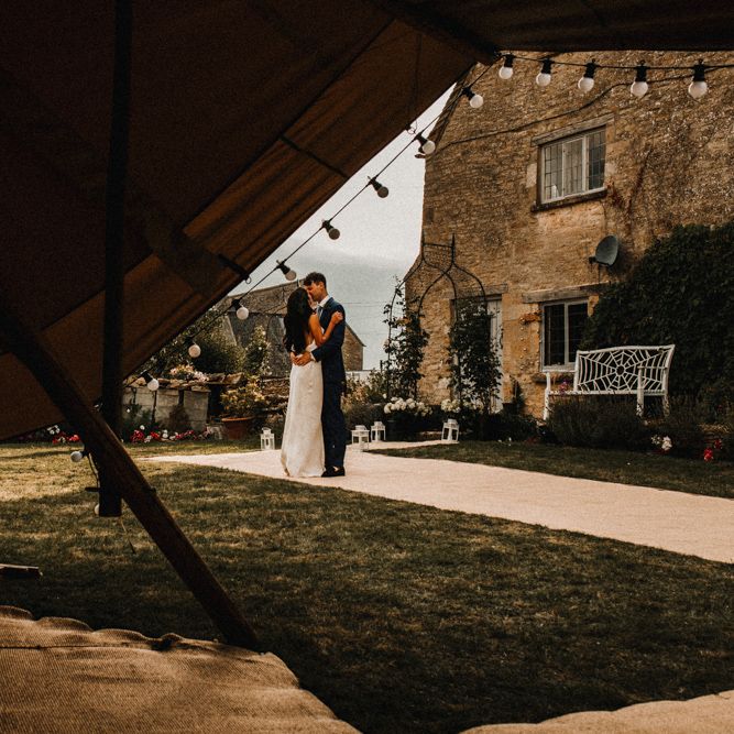 Bride In The Row For Bohemian Wedding In The Cotswolds With PapaKata Tipi And Ceremony At Merriscourt With Images From Carla Blain Photography