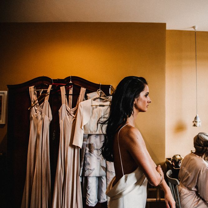 Bride In The Row For Bohemian Wedding In The Cotswolds With PapaKata Tipi And Ceremony At Merriscourt With Images From Carla Blain Photography